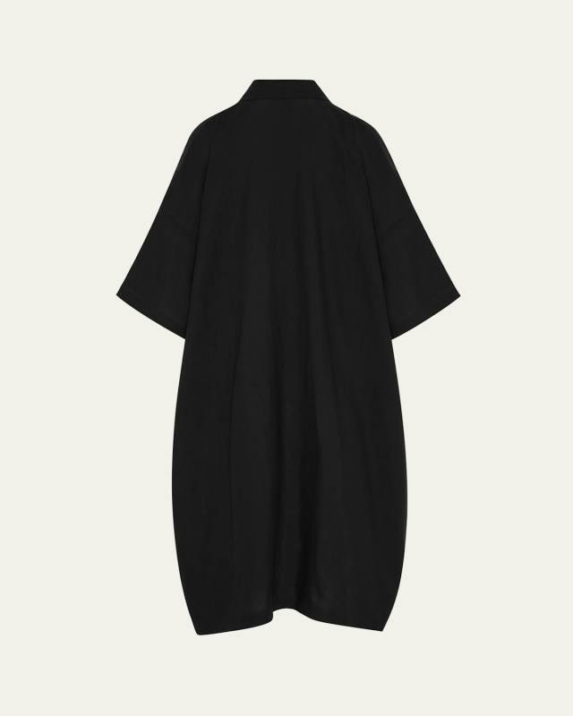 Angle-To-Front Side Seam Short Sleeve Dress with Collar